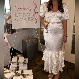 V Chapman Cynthia Ruffle Midi Dress